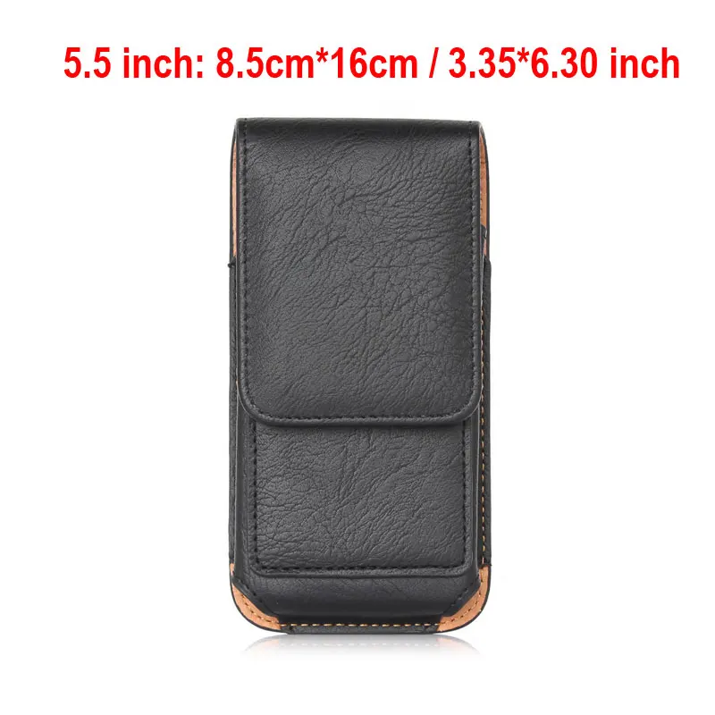 5.5 inch Black YIANG поясная сумка мужская из искусственной кожи с узором Личи 360 откидная сумка для мобильного телефона поясная сумка ретро сумка с зажимом для ремня кожаная поясная сумка черная - Цвет: 5.5 inch Black