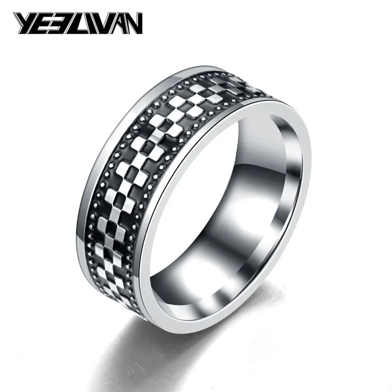 Винтажное размазанное мужское кольцо из титановой стали 8 мм крест панк кольца