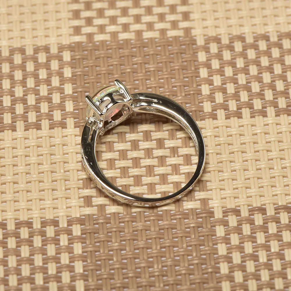 Женское кольцо из серебра 925 пробы с белым огненным опалом|ring size|ring size 5crystal ring |