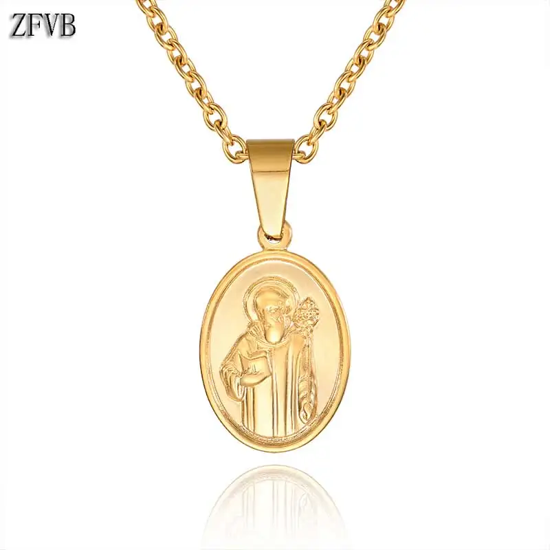 Ожерелье с крестом католической церкви ZFVB CSPB из нержавеющей стали для мужчин с медалью Святого Бенедикта - ювелирные изделия Bijoux в подарок.