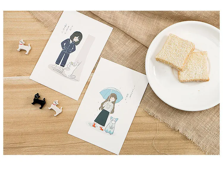 30 шт Kawaii бумажные открытки с котом и мной, открытки на день рождения, бизнес, подарочный набор, открытка для сообщений