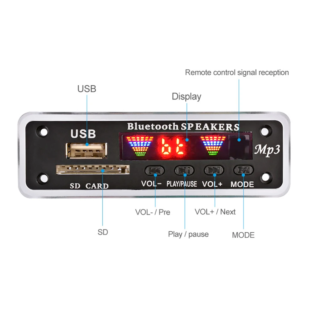 Автомобильный Динамик модуль fm-радио USB SD карта беспроводной Bluetooth 5,0 MP3 декодер плата автомобильный динамик модуль fm-радио USB SD карта