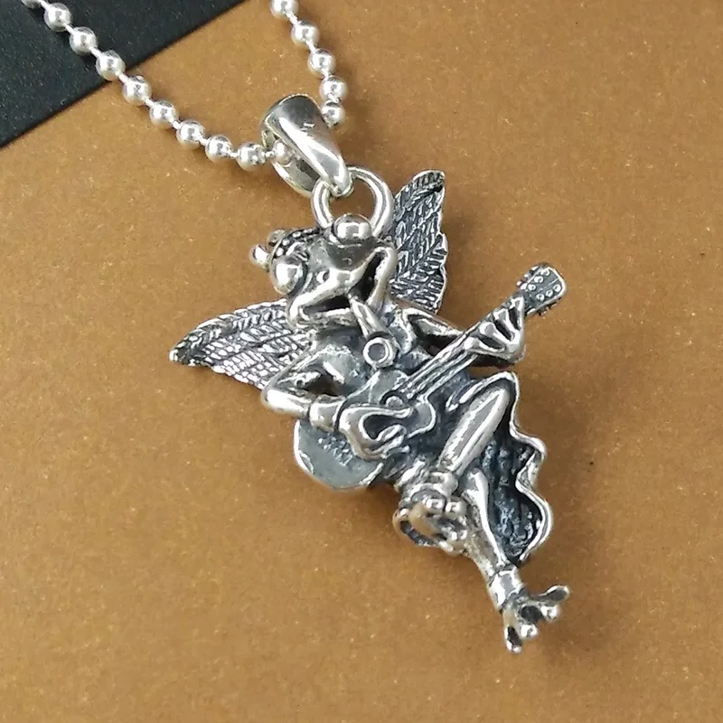 S925silver angel frog guitar pendants