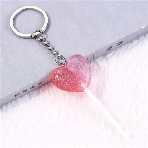 pink red 1 шт., брелок для женщин, подвески, сердце, леденец, плоская задняя сторона, резиновый блестящий кулон, аксессуар для ключей, сделай сам - Цвет: pink red