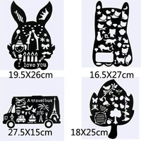 1pc stencil coloring embossing bunny cat black shaped painting template scrapbooking stamp office school supplies reusable