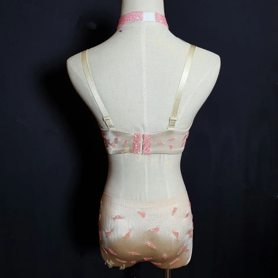 Розовый кристалл производительность алмаз бикини камень этапе бюстгальтер
