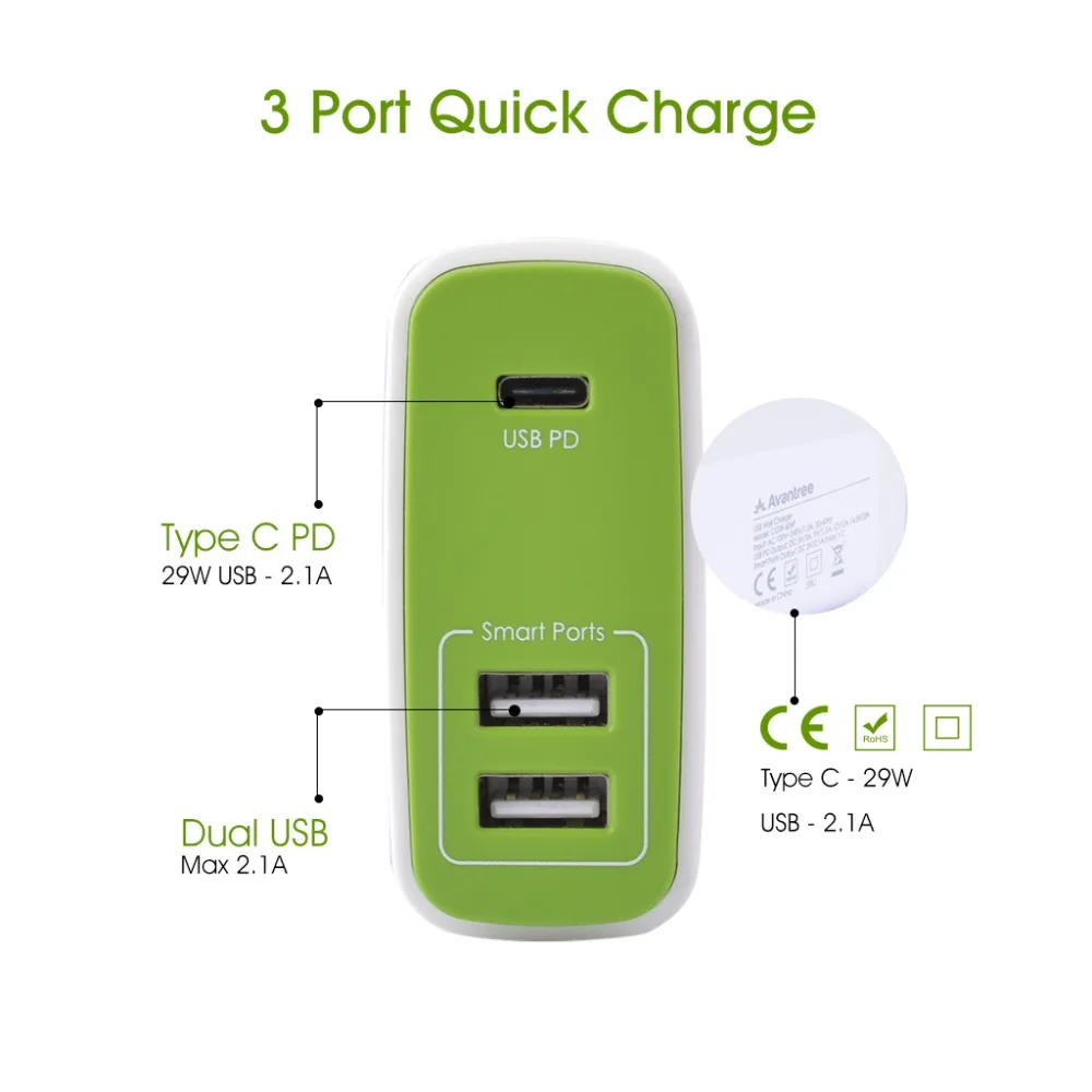 Сетевое зарядное устройство 50 Вт Type C и USB TR604P|powerful power bank|bank usbdual usb |