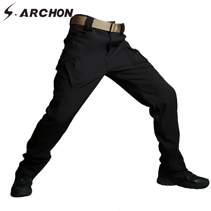 S.ARCHON Shark Skin мягкие водонепроницаемые военные штаны мужские зимние теплые