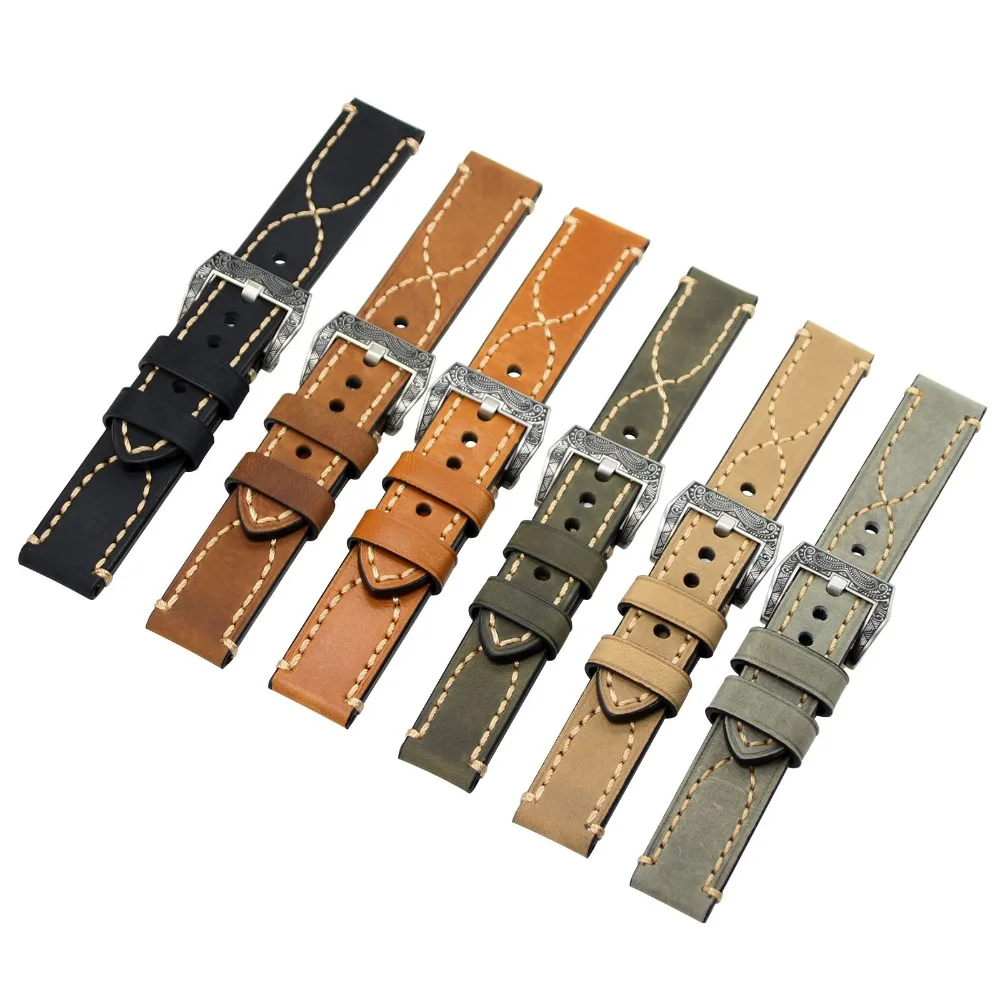 Ремешок для часов из натуральной кожи ZLIMSN подходит для Panerai Wristbelt 20 22 24 мм мужской ремешок для часов из нержавеющей стали с Резной Пряжкой