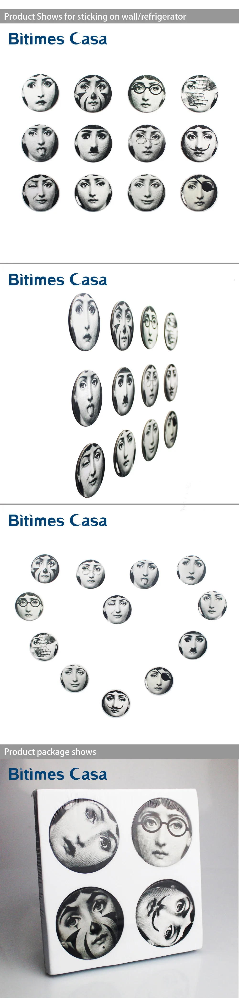 Bitimes 12 шт. итальянские магниты на холодильник Fornasetti наклейки художественный портретный дизайн подарок на день рождения украшение дома
