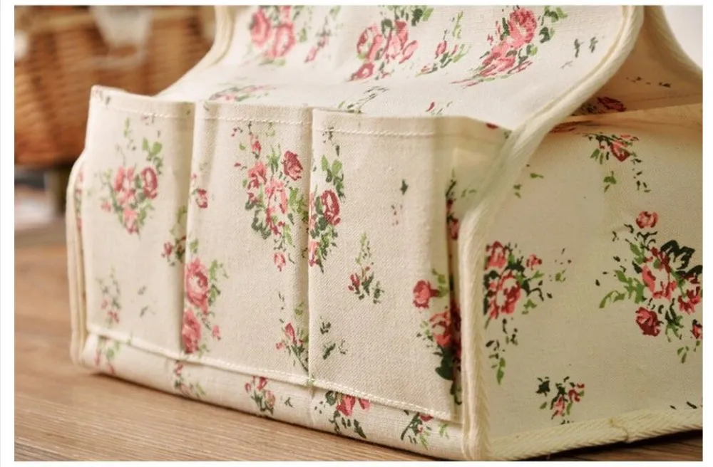 Хлопковая ткань коробки насосная коробка для салфеток цветочный Тип сиденья тканевый чехол складной 6 карманный органайзер сумка для хранения LW0335