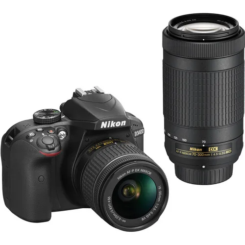 Nikon D3400 DSLR камера с AF-P 18-55 мм и AF-P 70-300 мм VR объективы(Совершенно