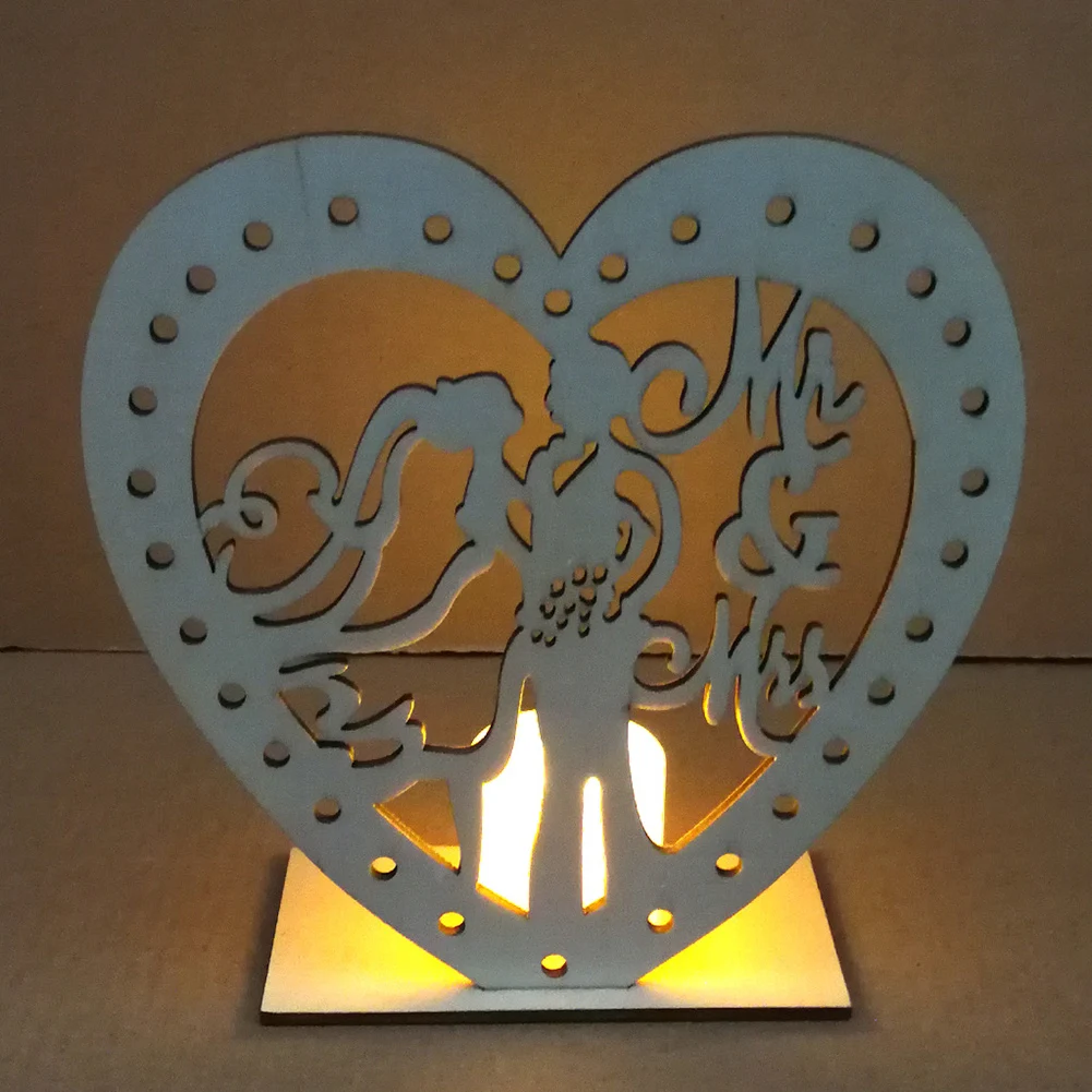 40# креативный деревянный подсвечник в форме сердца Mrs подсвечник DIY свадебные принадлежности, домашний декор