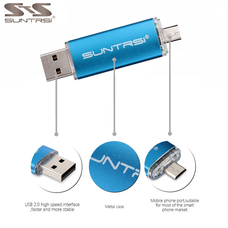 Suntrsi OTG флеш накопитель 4 ГБ 8 16 64 Гб USB реальная емкость карта памяти