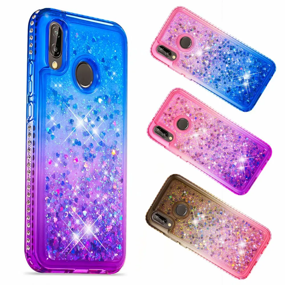 Gradient Glitter Liquid Diamond Bling Soft TPU Case Cover sFor Huawei P20 Lite Floating Shiny Phone Coque sfor Nova 3E | Мобильные