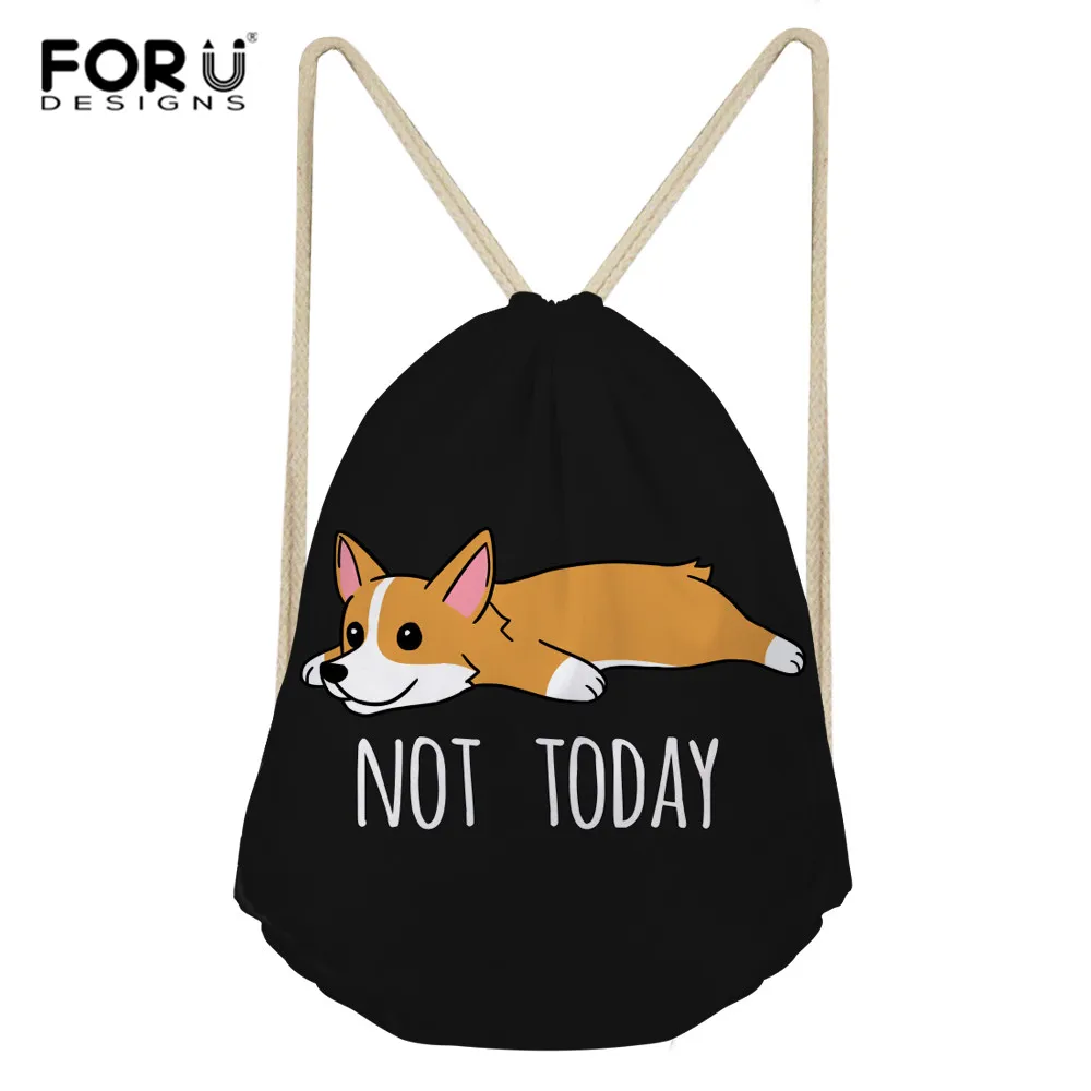 FORUDESIGNS/корги Русалка шнурок Сумка Рюкзак Цветы собака подростков рюкзаки унисекс