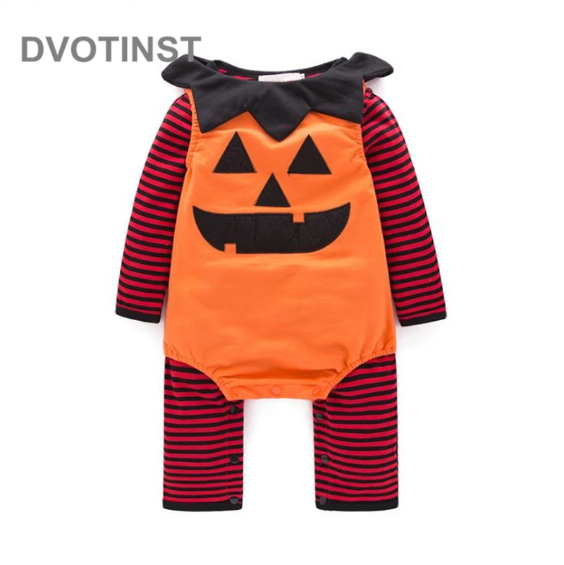 

Dvotinst Unisex Baby Clothes Autumn Pumpkin Romper+Vest+Hat Set Outfit Infant Jumpsuit Halloween Purim Cosplay Party Costume