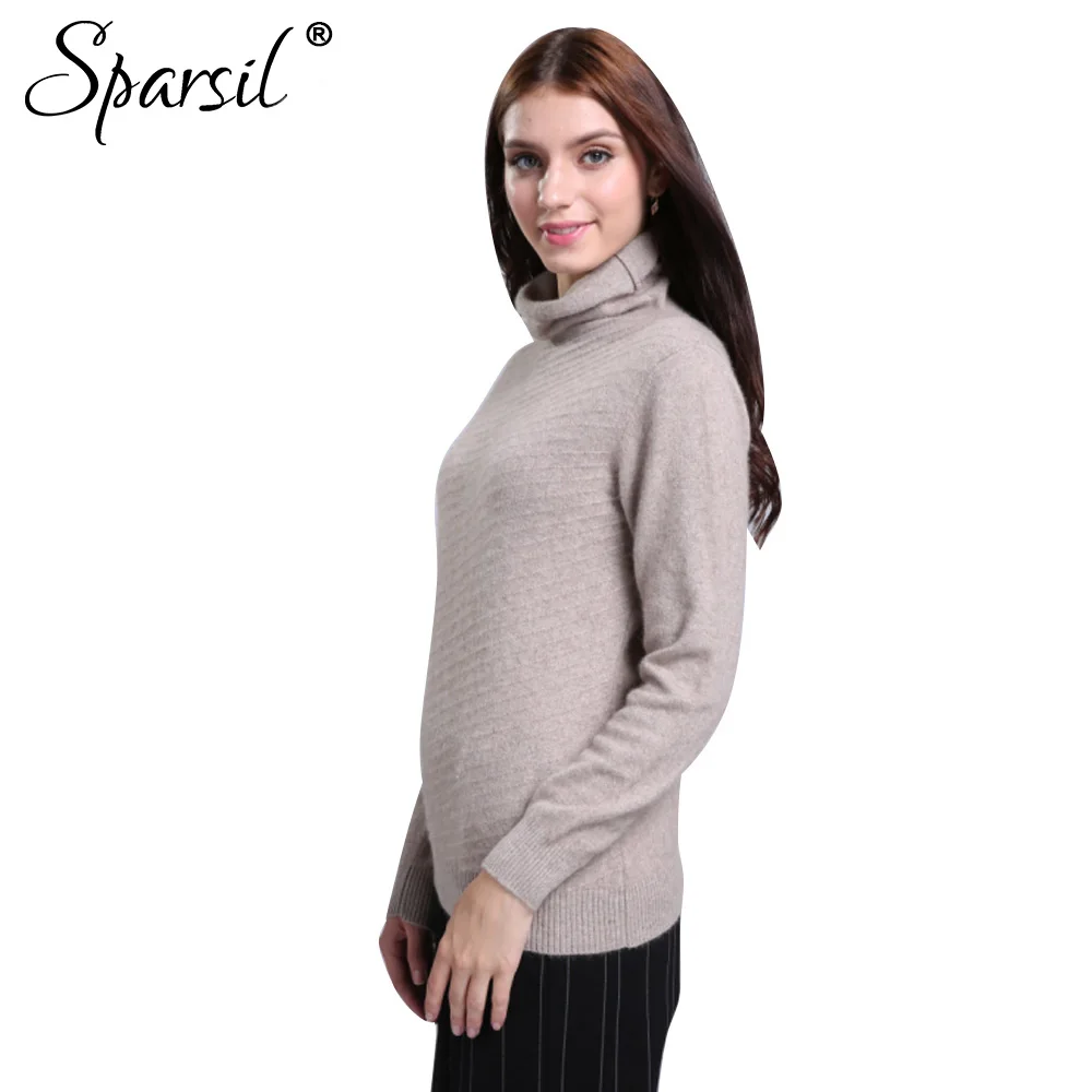 Sparsil Женская Осенняя водолазка из ангорской смеси вязаные свитера пуловеры