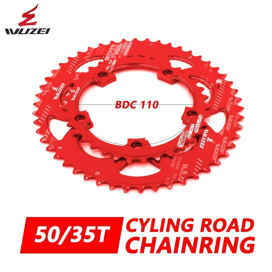 Wuzei Road Bicylcle 110BCD 35/50T Овальный Звездочка комплект велосипед 7075-T6 сплав Сверхлегкий эллипс восхождение Мощность передняя Звездочка пластина