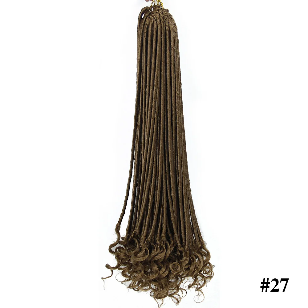 YXCHERISHAIR прямые Faux locs с вьющимися заканчивается волос Синтетические длинные 18 дюймов богиня искусственные локоны в стиле Crochet волос - Цвет: #27