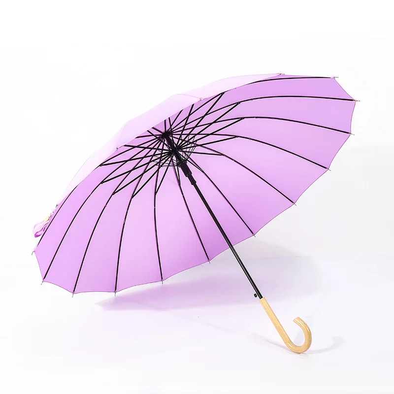 Umbrella A1008 Цветной деревянный зонтик от дождя, Женский Бренд, 16 K, ветрозащитные зонты с длинной ручкой, прочная рама, водонепроницаемый, модный, цветной, яркий, Paraguas - Цвет: Umbrella A1008