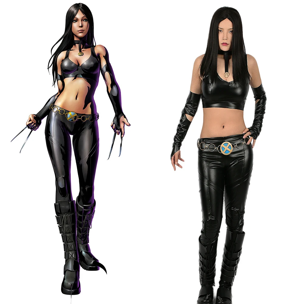 Женский костюм Logan X 23 Laura черный сексуальный из искусственной кожи высокого