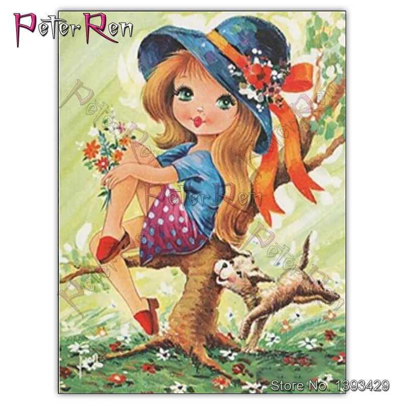 

Peter ren Diamond Art Painting Cartoon Girl Full Drill Embroidery Mosaic Cross Stitch Handmade Arts And Crafts animated pictures