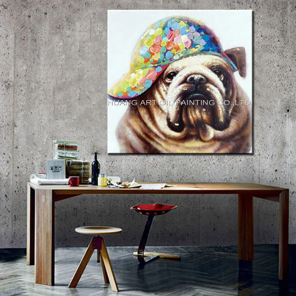 SharPei с шапкой Акриловая картина маслом Ручная работа современные картины Собаки