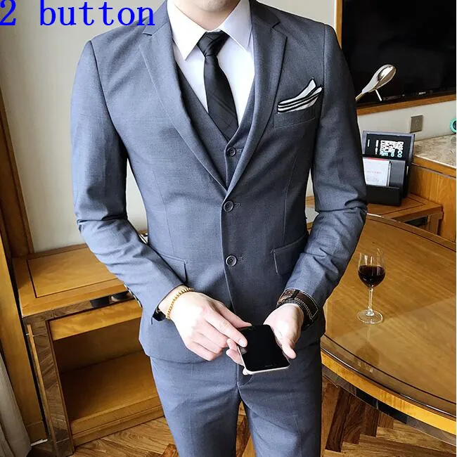 3 pieces dark gray Блейзеры брюки жилет 3 шт наборы/ мода мужской повседневный бутик бизнес Свадебный костюм жениха пиджак брюки жилет - Цвет: 3 pieces dark gray
