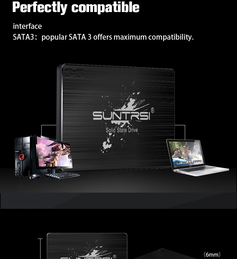 Suntrsi Внутренний твердотельный диск SATA3 SSD 120G 2,5 дюймов высокоскоростной жесткий диск для ноутбука и рабочего стола