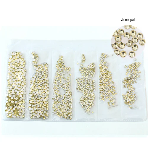 Jonquil 1600 шт, SS4-SS12, стеклянные стразы для дизайна ногтей, хрустальные плоские с оборота Стразы для дизайна ногтей, очаровательный дизайн для самостоятельного украшения ногтей B0919 - Цвет: Jonquil