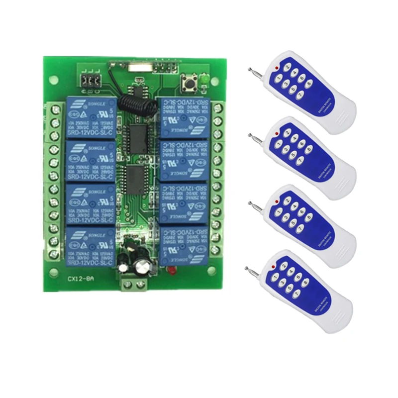 

DC 12V 24V 8 CH 8CH RF беспроводной переключатель системы дистанционного управления передатчик и приемник/лампа/дверь гаража/жалюзи/окно