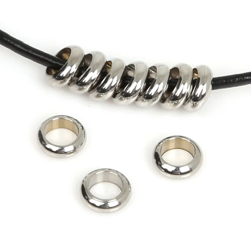 Бусинки с большими отверстиями DIY из нержавеющей стали серебристый оттенок