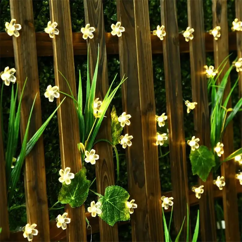 Солнечная гирлянда 50Led цветок сказочный свет Рождественские огни для улицы