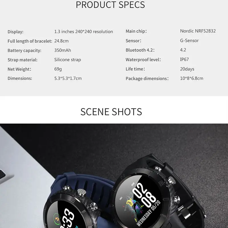 Смарт часы FocuSmart DT08 для мужчин 1 3 дюймов IP67 водонепроницаемые спортивные трекер