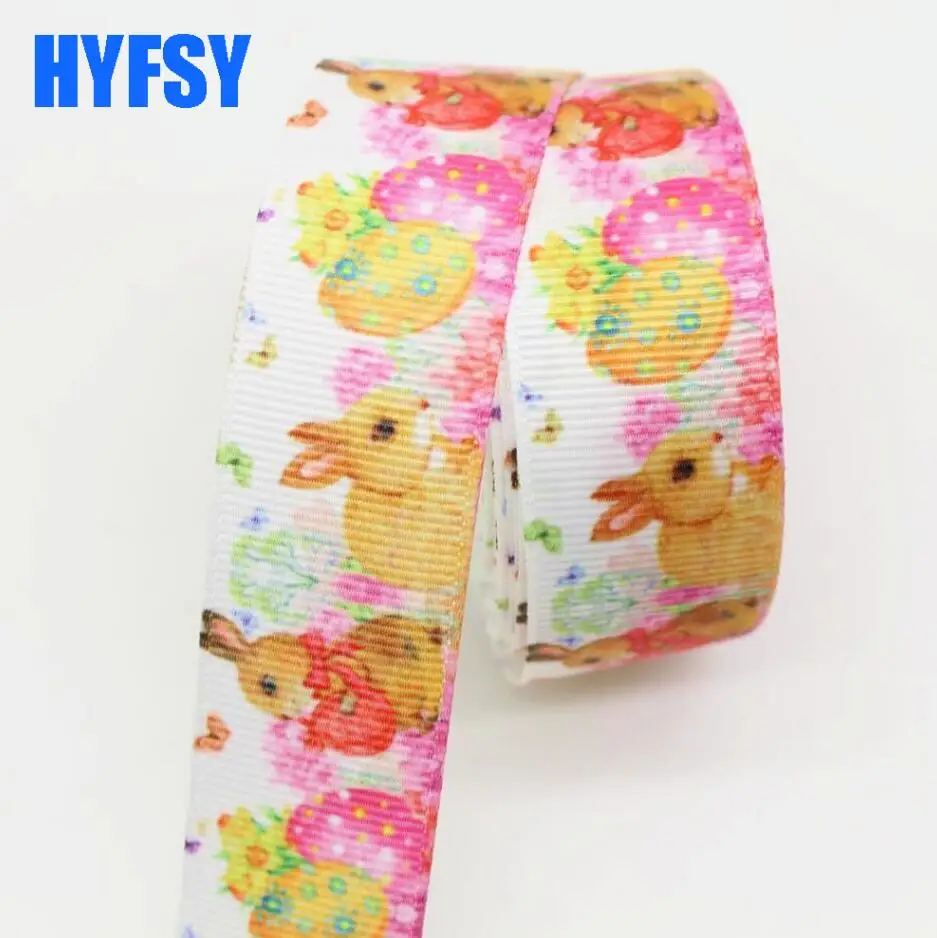 Продукт 22 25 мм пасхальное яйцо кролик мультфильм лента 10 ярдов DIY ручной работы Материал Подарочная упаковка бант одежда материал корсаж - Цвет: 25mm