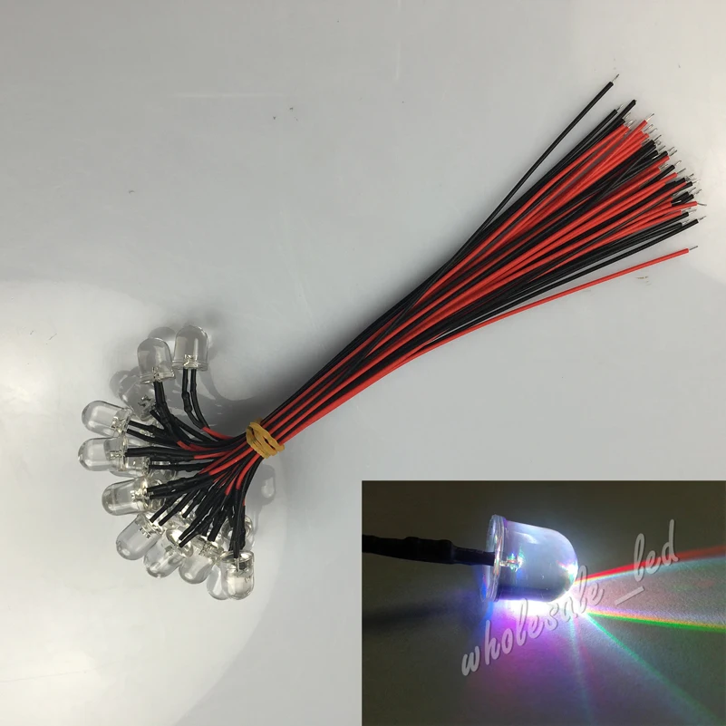 20 шт. 18 см Предварительно проводной 10 мм RGB медленно меняющийся DC12V светодиодный