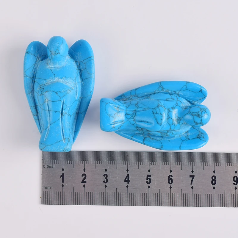 

2 inch blue howlite angel figurines craved craft mini people status for wedding home decoration Healing mineral quartz crystals