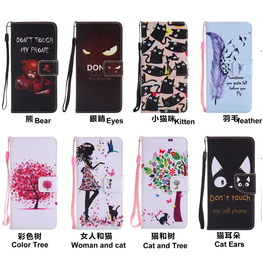 

Painted Book Style Flip Wallet PU Leather Case Stand Cover Skins For LG Leon C40 Spirit C70 k7 K8 K10 2017 G4 Stylo V10 LS770