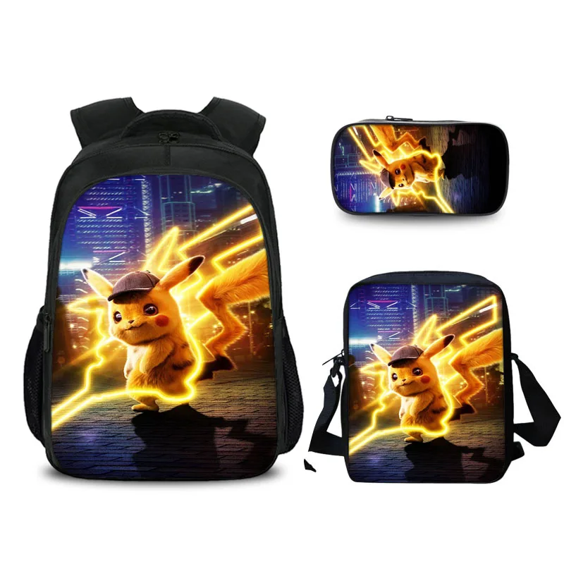 3 Pcs/set Cartoon Pokemon School Bags For Kids Detective Pikachu Anime Pattern School Backpack For Teen Boys Girls Curel Fancl - Цвет: 7