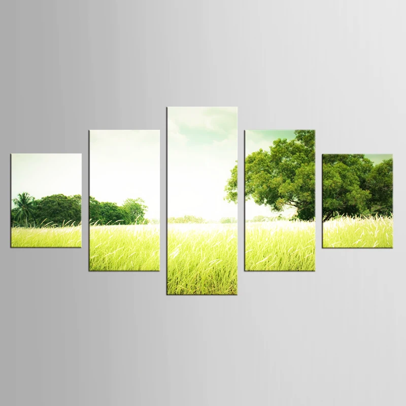 Бесплатная доставка зеленый природный пейзаж холст печать картина маслом