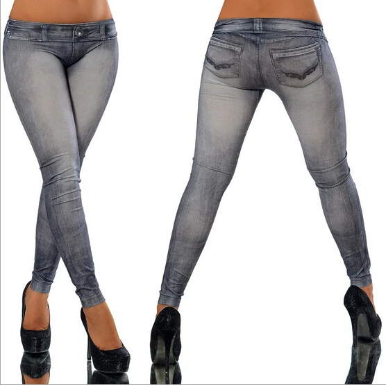 

G50 2014 Fitness Women Seamless Jeggings Cowboy Wearing Pocket Zipper Print Leggings Print Punk Pants Leggings