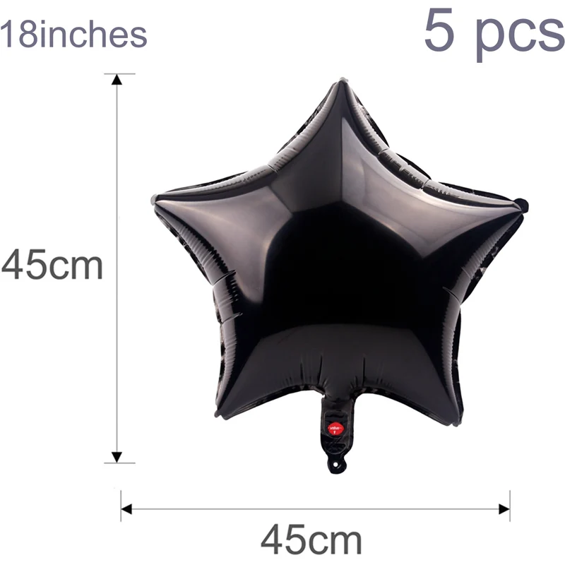 5pcs black star Huiran, 5 шт. в партии, 18 дюймов с днем рождения воздушные шары "сделай сам" сердце шары звезда Globos День рождения Декор детей шарики для свадьбы Любовь следа - Цвет: 5pcs black star