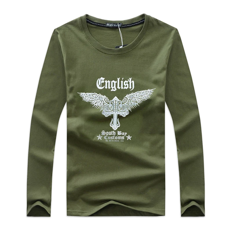 Мужская футболка с длинным рукавом и круглым вырезом