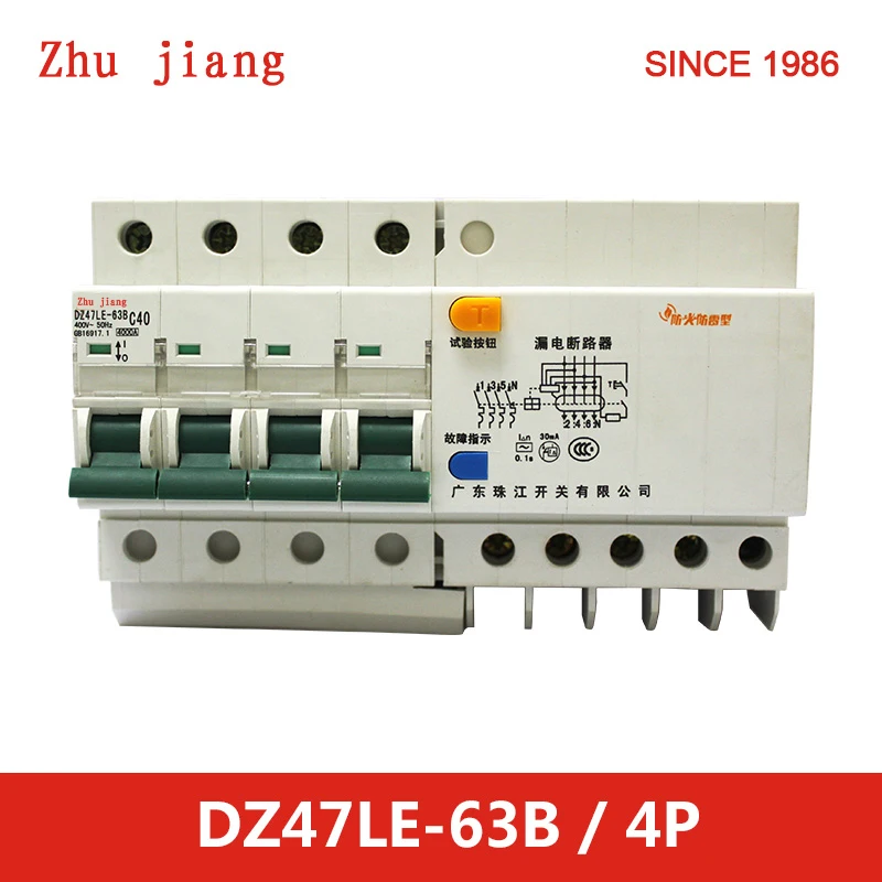 

RCBO circuit breaker 32A with 4P 400V/380V 30mA