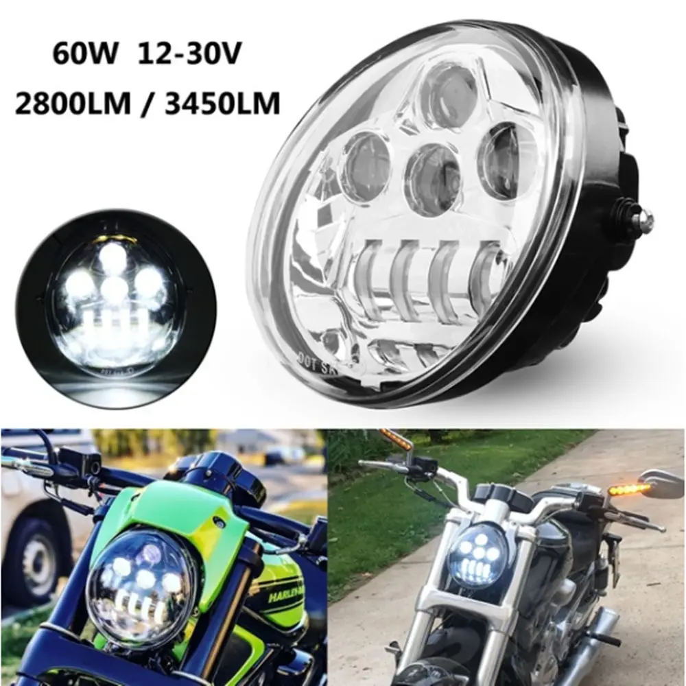 60 Вт точечная светодиодная передняя фара для мотоцикла HI/Low Beam VROD VRSC алюминиевая