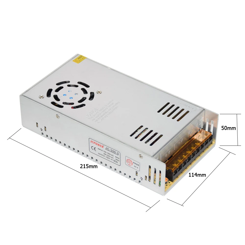 Светодиодный Driver110V 220 V постоянного тока до DC5V 60A 300 W импульсный источник Питание драйвер для Светодиодные ленты AC 110-240 V Вход переменного тока в постоянный 5 V напряжение трансформатора