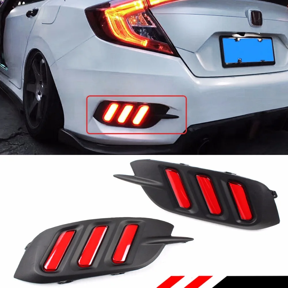 Для 2016 2017 2018 HONDA CIVIC задний бампер красный объектив отражатель светодиодный