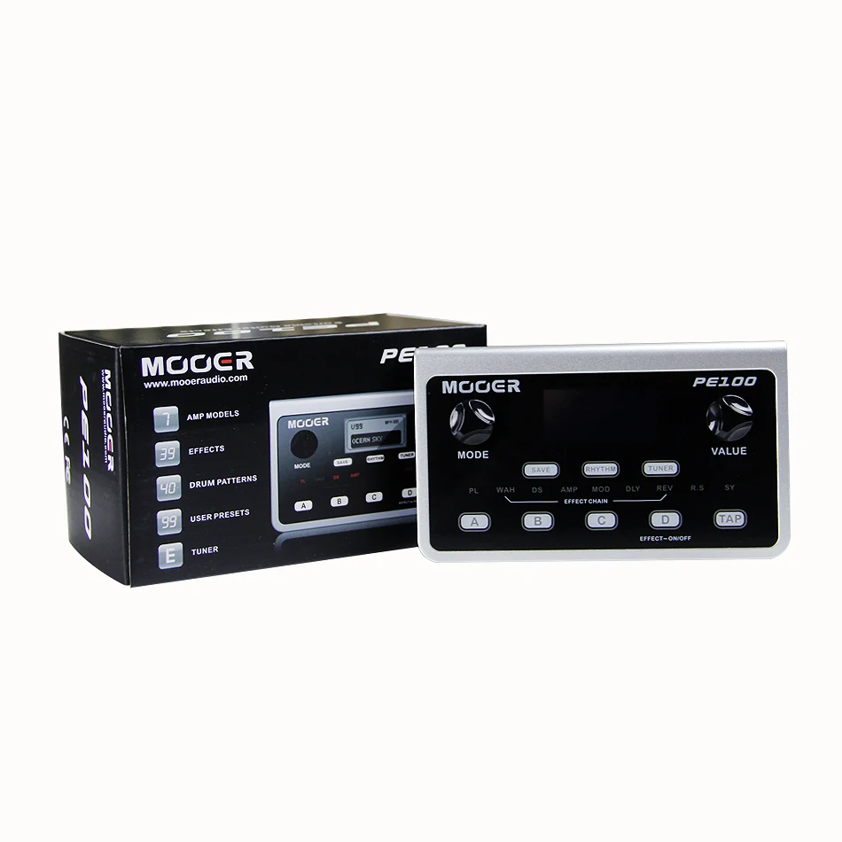 Mooer PE100 портативные мульти эффекты процессоры Гитарные педаль с 39 типами эффектов