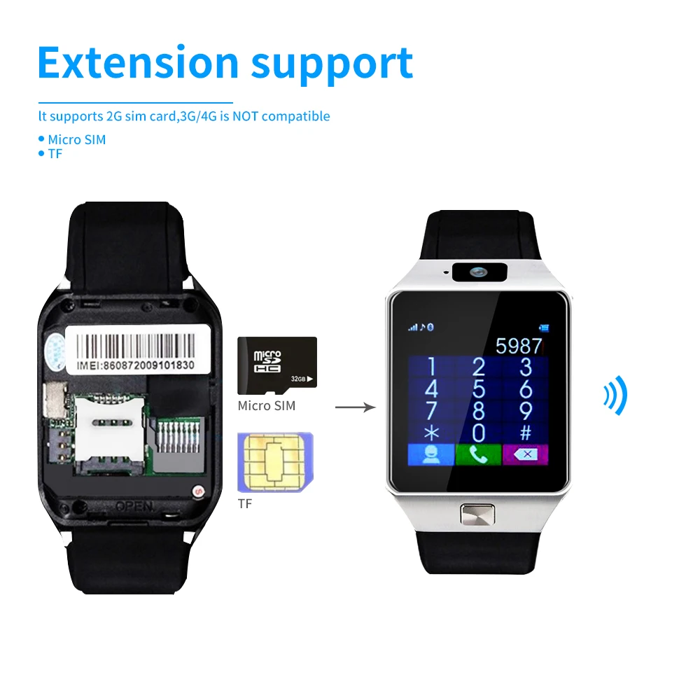 Sograce Bluetooth Watch Smart DZ09 Smartwatch Phone Call SIM TF Camera for Android Xiaomi Samsung HUAWEI PK Y1 Q18 | Электроника